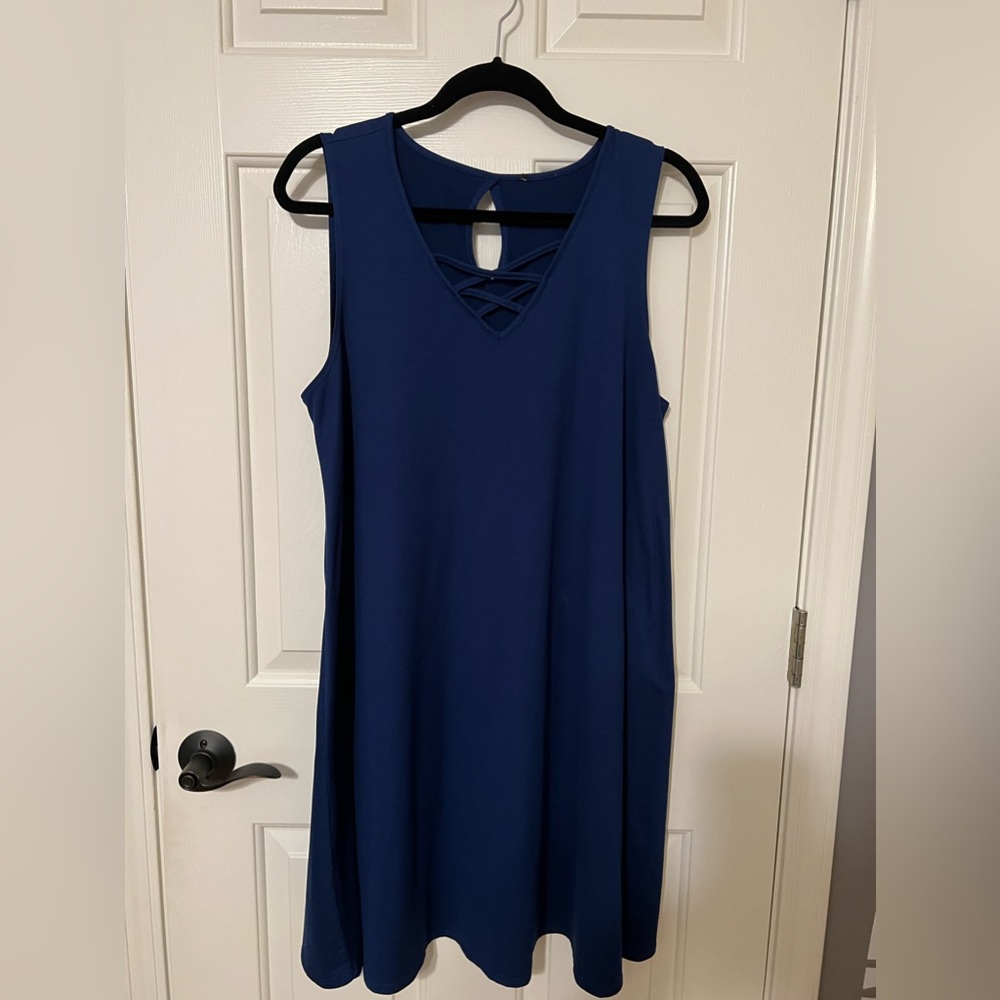 Very soft navy blue sleeveless dress plus size 2X